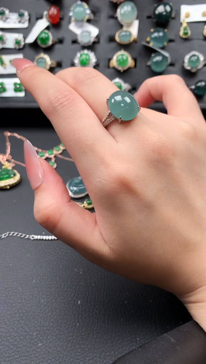 【闪购商品】翡翠戒指银S925镶嵌52141