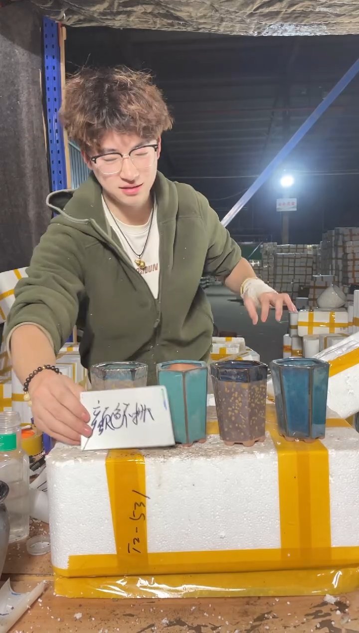 紫砂花盆宜兴紫砂粗陶花盆12.8/39