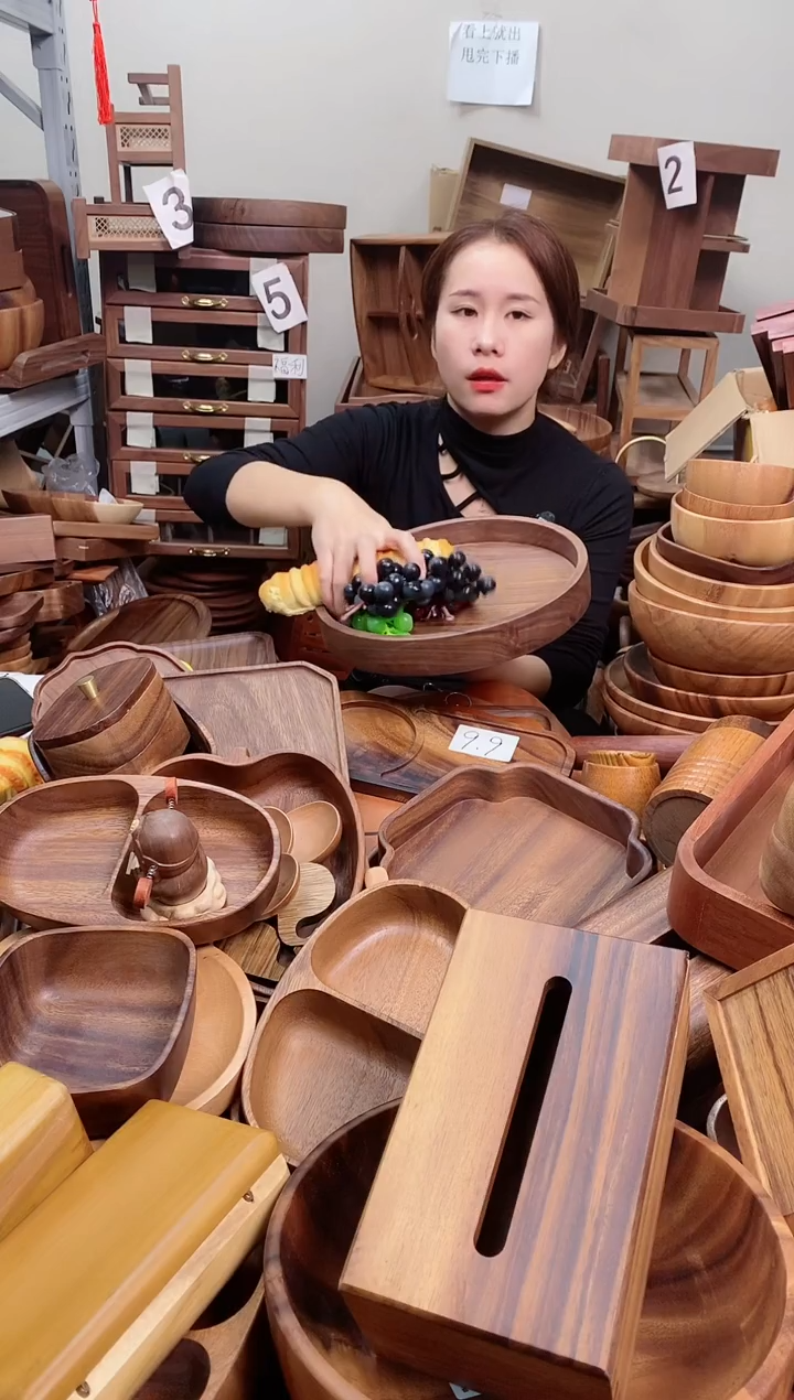 木  北美黑胡桃木圆砵28*4cm  A