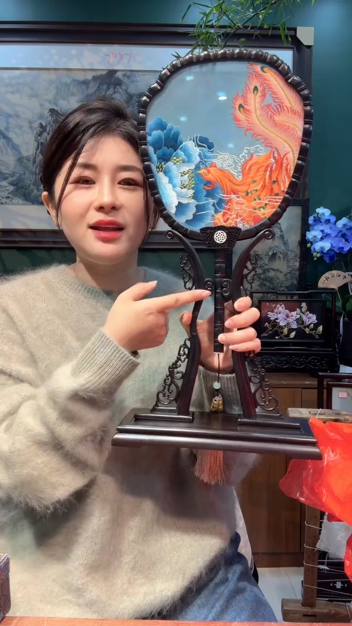 横款非遗苏绣纯手工刺绣扇子