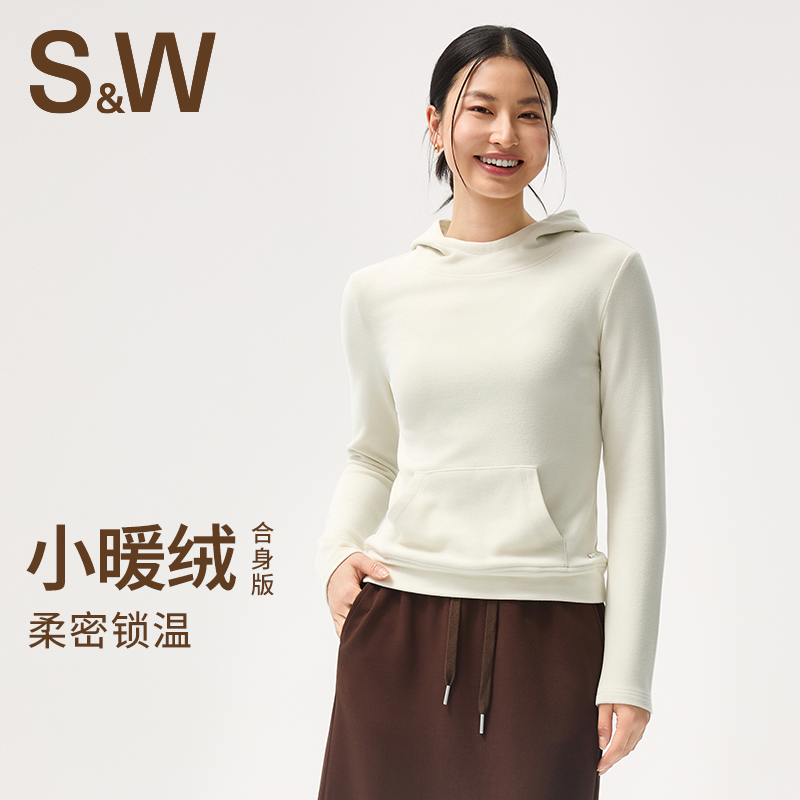 SW/速惟女士运动休闲保暖锁温长袖百搭时尚帽衫4391