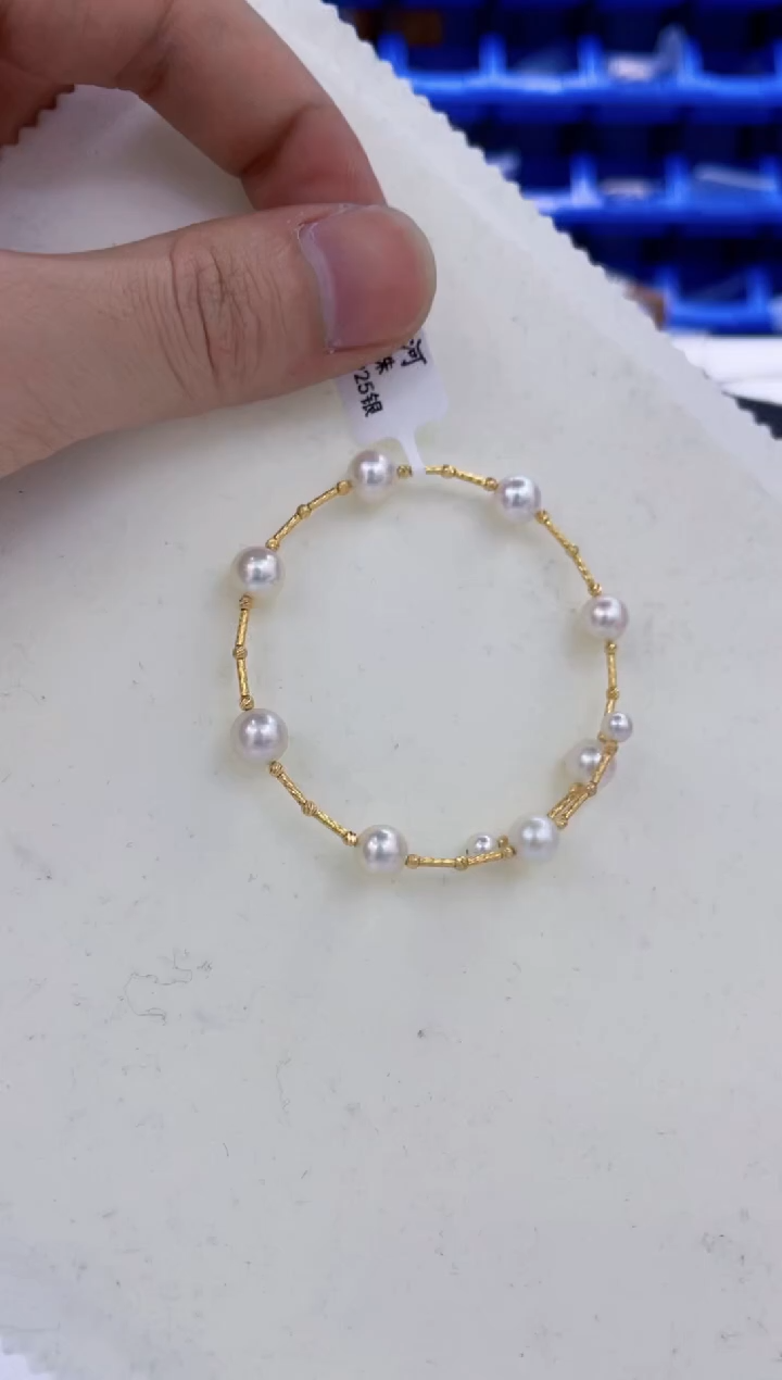 银S925镶嵌手镯海水珍珠  