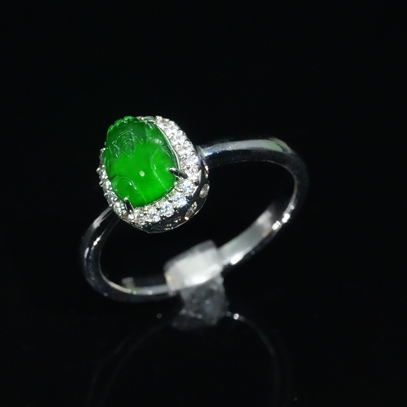 【小胖翡翠】天然翡翠貔貅戒指A货翡翠绿轻奢百搭经典款-多样性发1