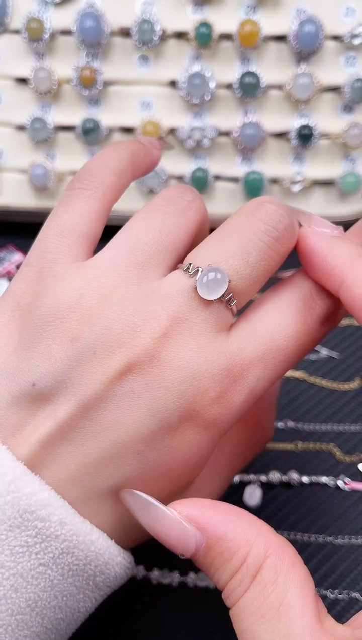 【闪购商品】翡翠戒指银S925镶嵌戒指