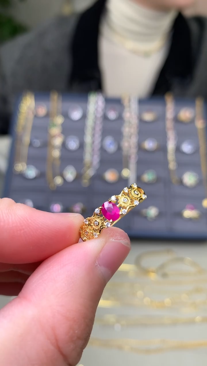 银S925镶嵌戒指红宝石戒指