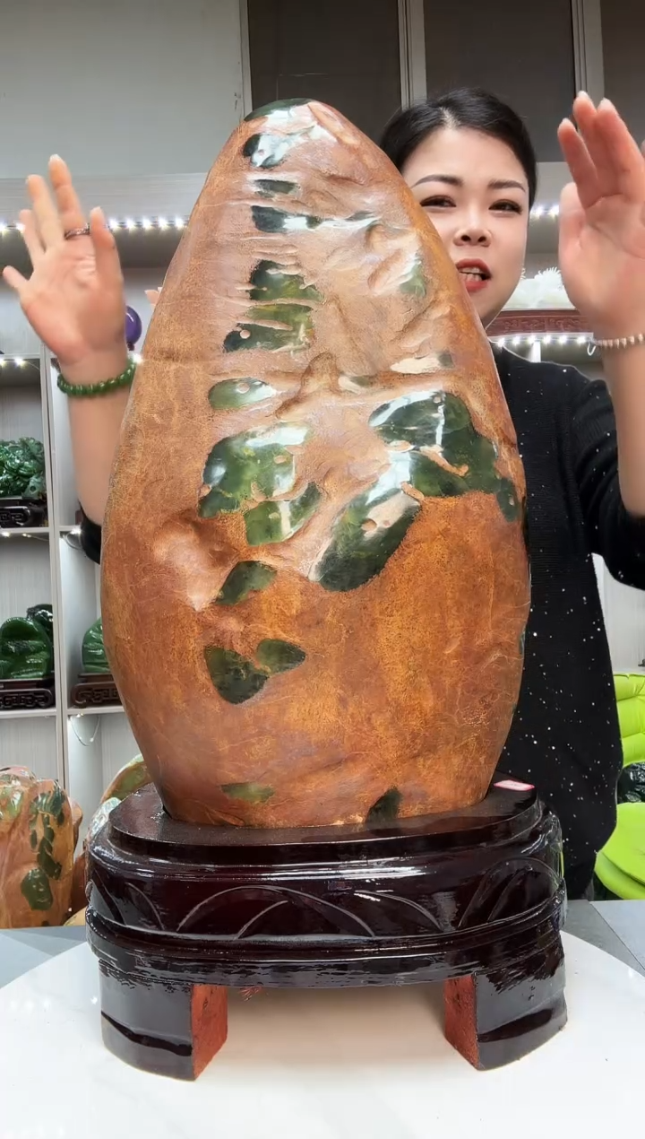 未镶嵌蛇纹石玉珠宝奇石天然石材摆件博古架精品