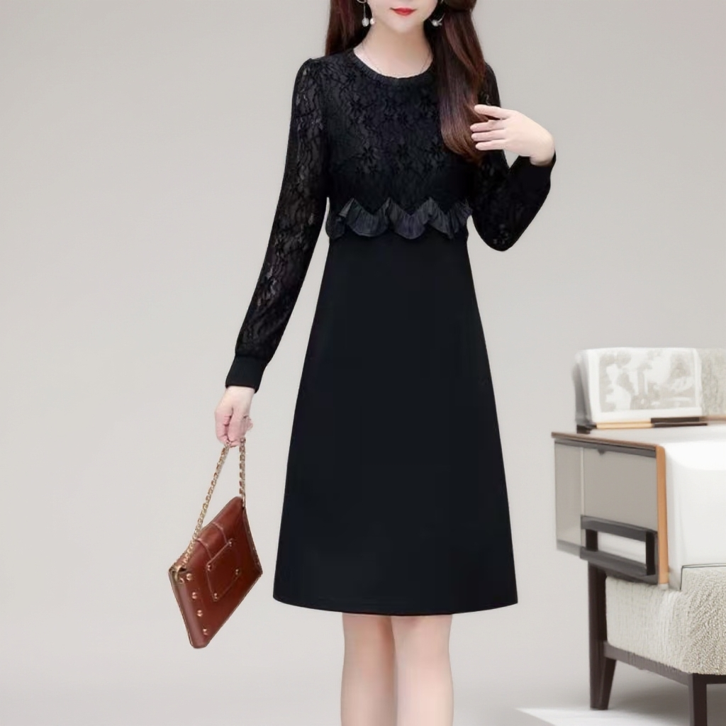 2025女士新款长袖时尚修身高端气质显瘦连衣裙【A1039】