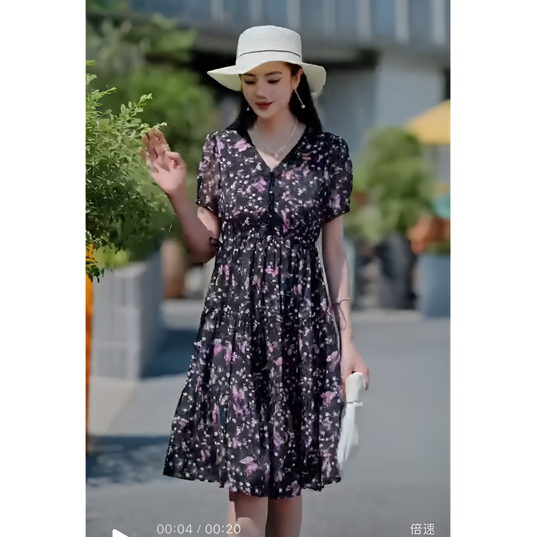 122款时尚抽绳收腰碎花优雅轻奢气质裙子夏季女装法式 连衣裙