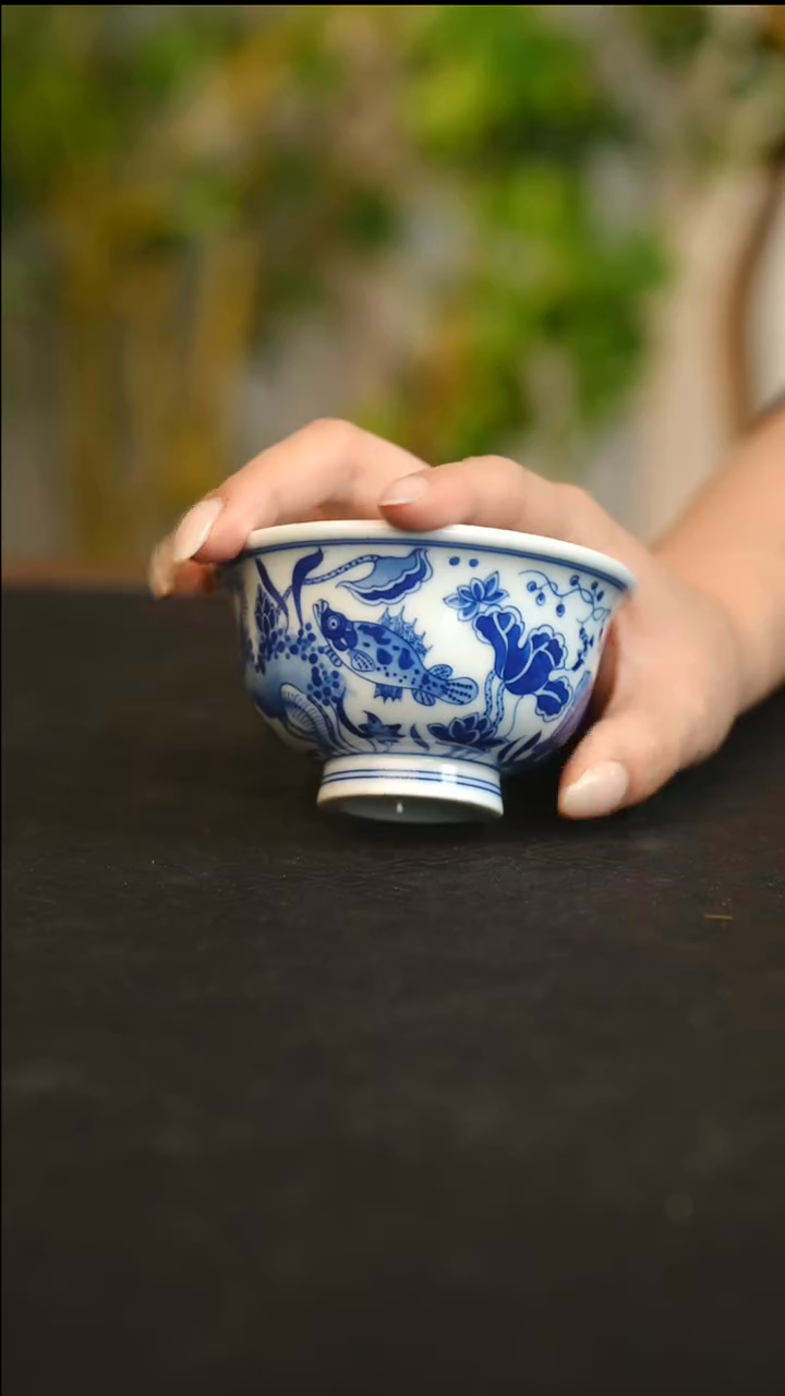 杯子瓷陶人鱼藻压手80cc