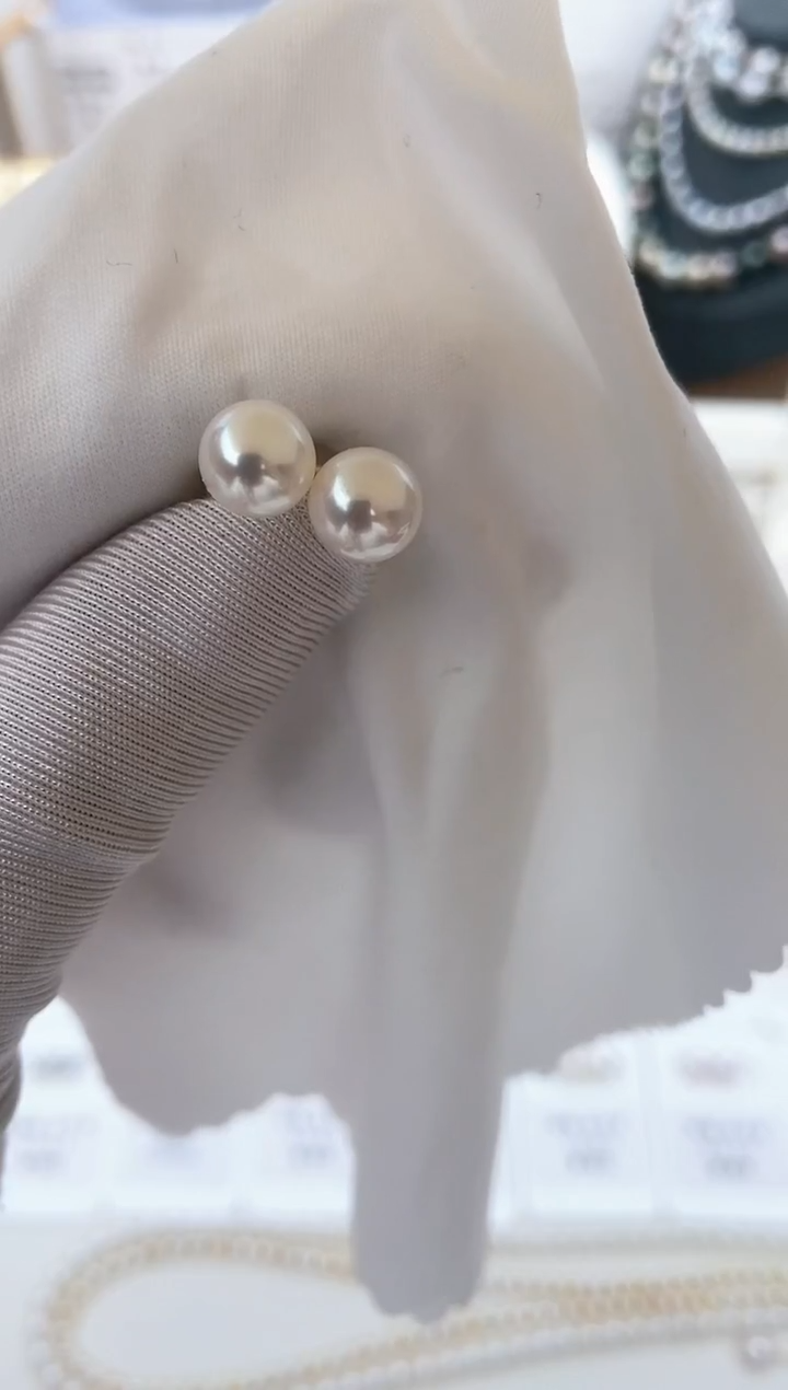 【闪购商品】海水珍珠耳饰18K金镶嵌特选福利7.5-8mm不退不换