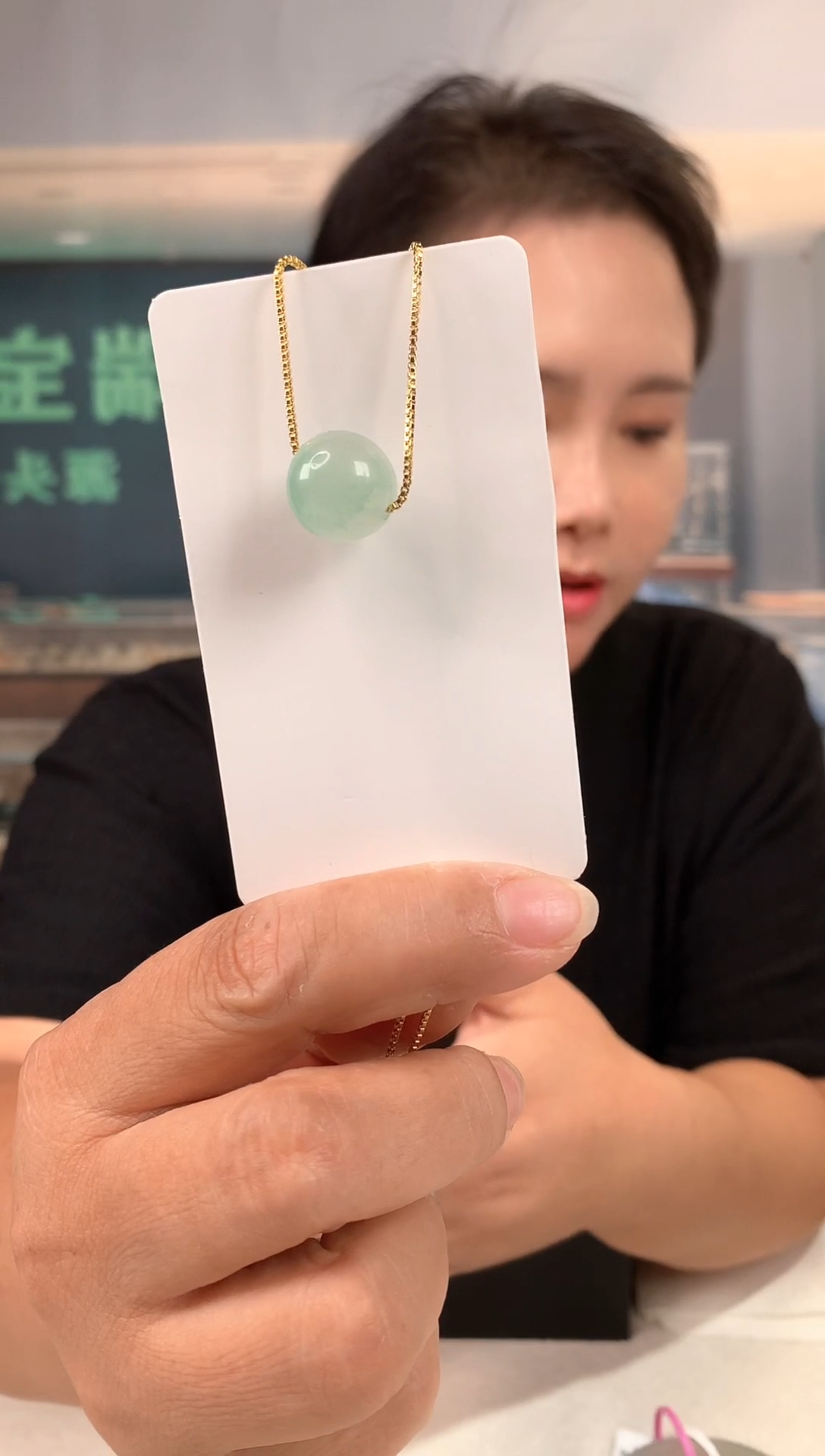 吊坠(赠链)银S925镶嵌石英质玉（非洲翠）精品非洲翠吊坠