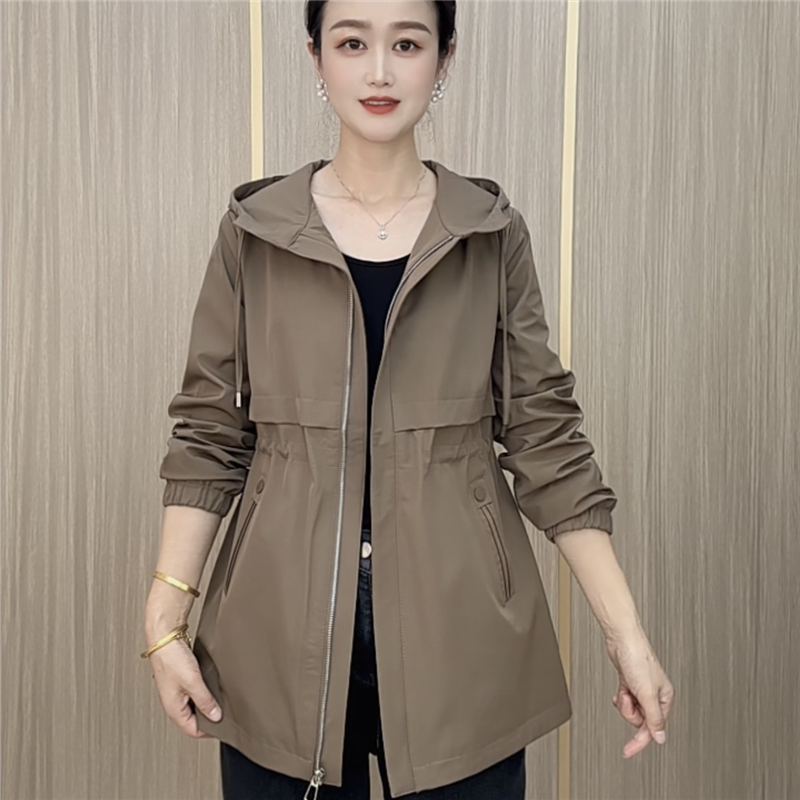 连帽纯色外套时尚气质休闲女装洋气上衣女