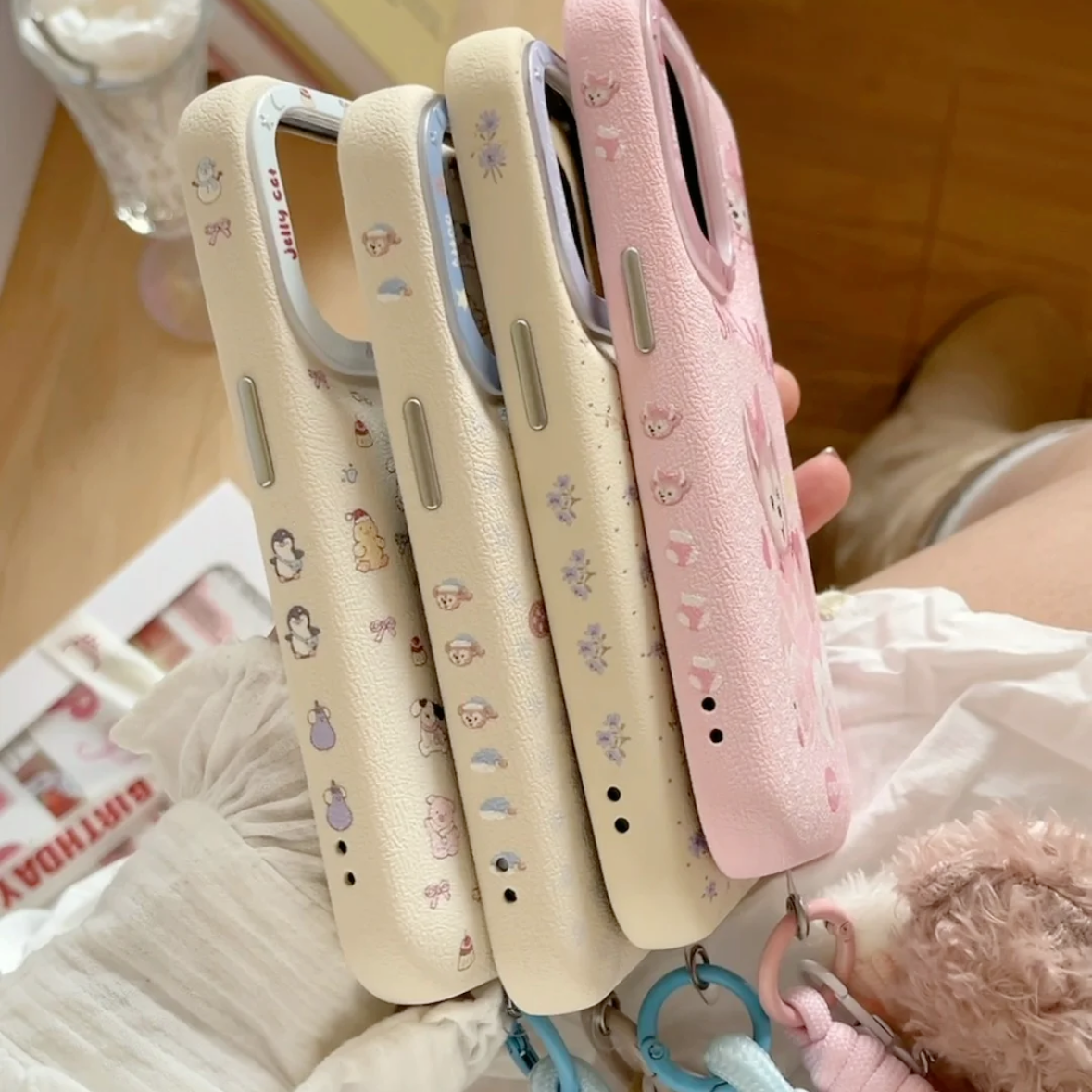 冬日达菲熊雪莉玫适用iPhone16promax气垫皮纹15pro手机壳13闺蜜