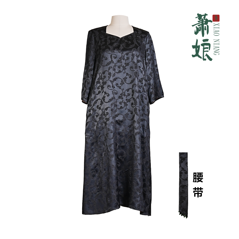 萧娘【雅集】冠乐绉香云纱宽松连衣裙新中式复古桑蚕丝中长款1902