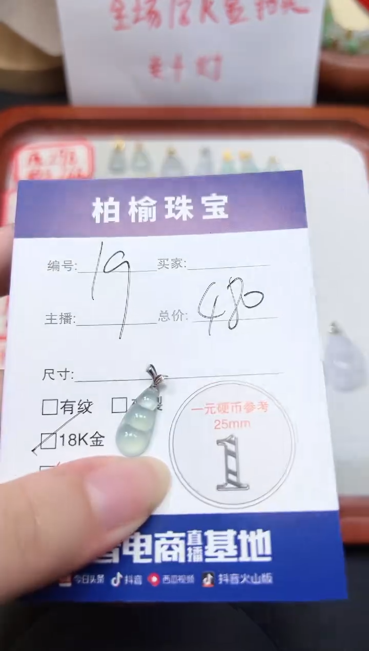 翡翠18K金镶嵌颈饰19豆子