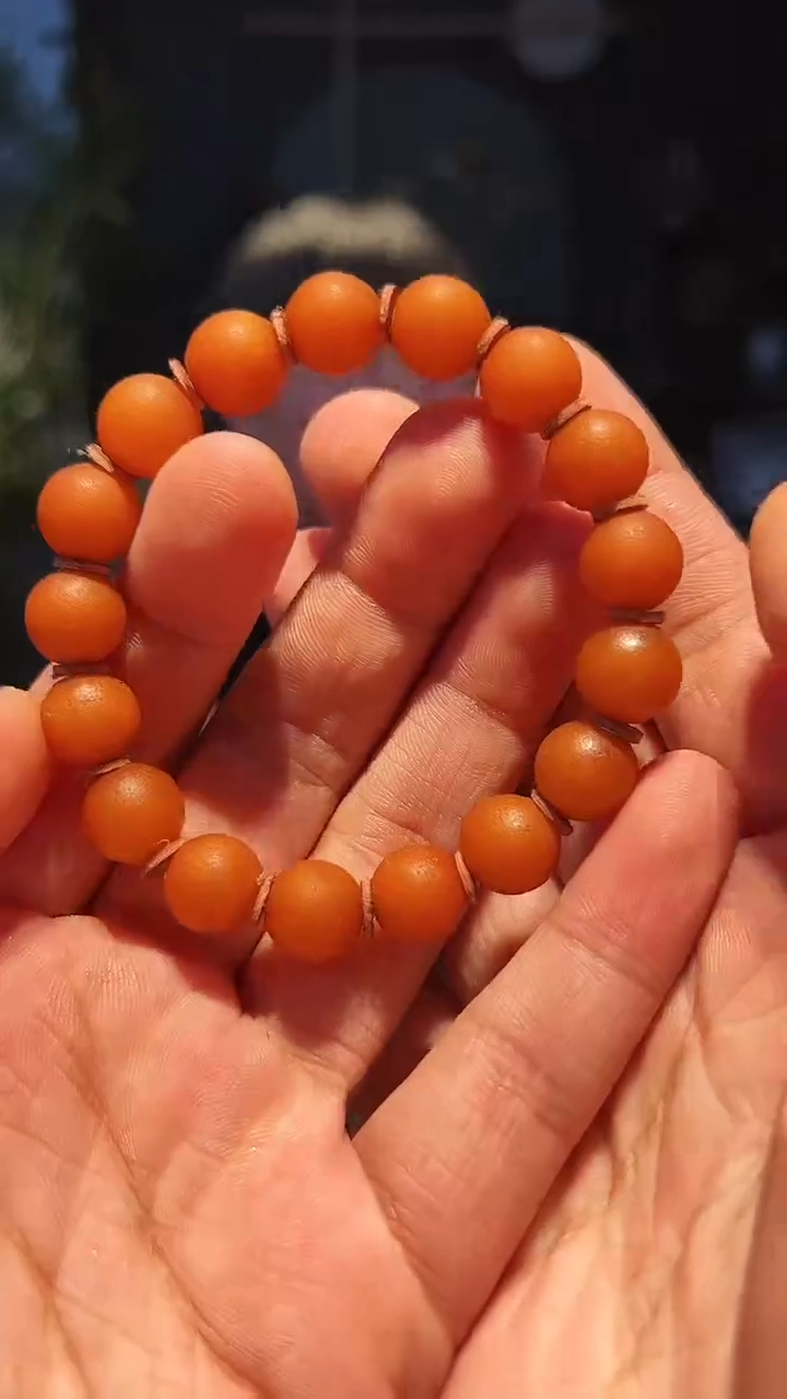 【闪购商品】蜜蜡手串未镶嵌11+(橘皮蜡)