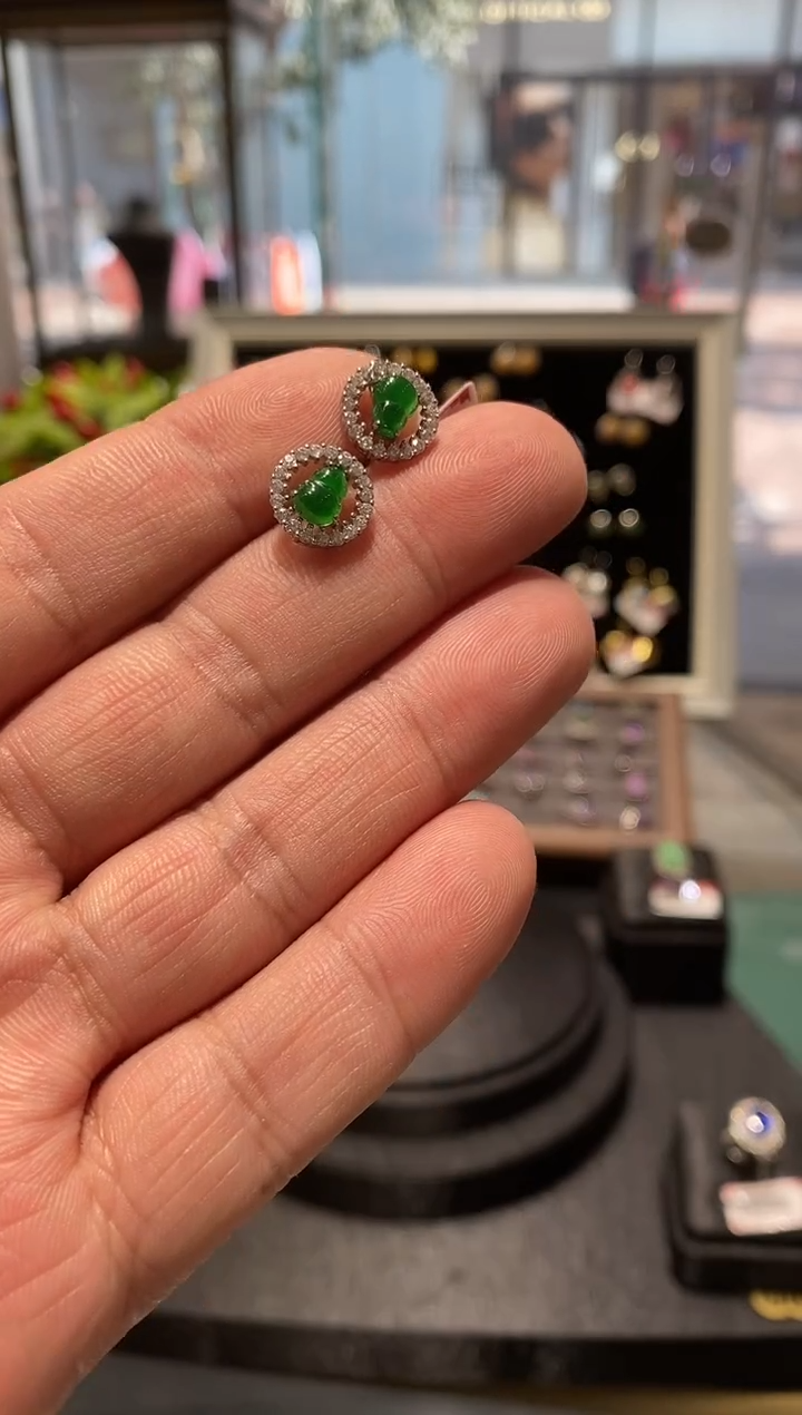 【闪购商品】翡翠耳饰银S925镶嵌清仓福利
