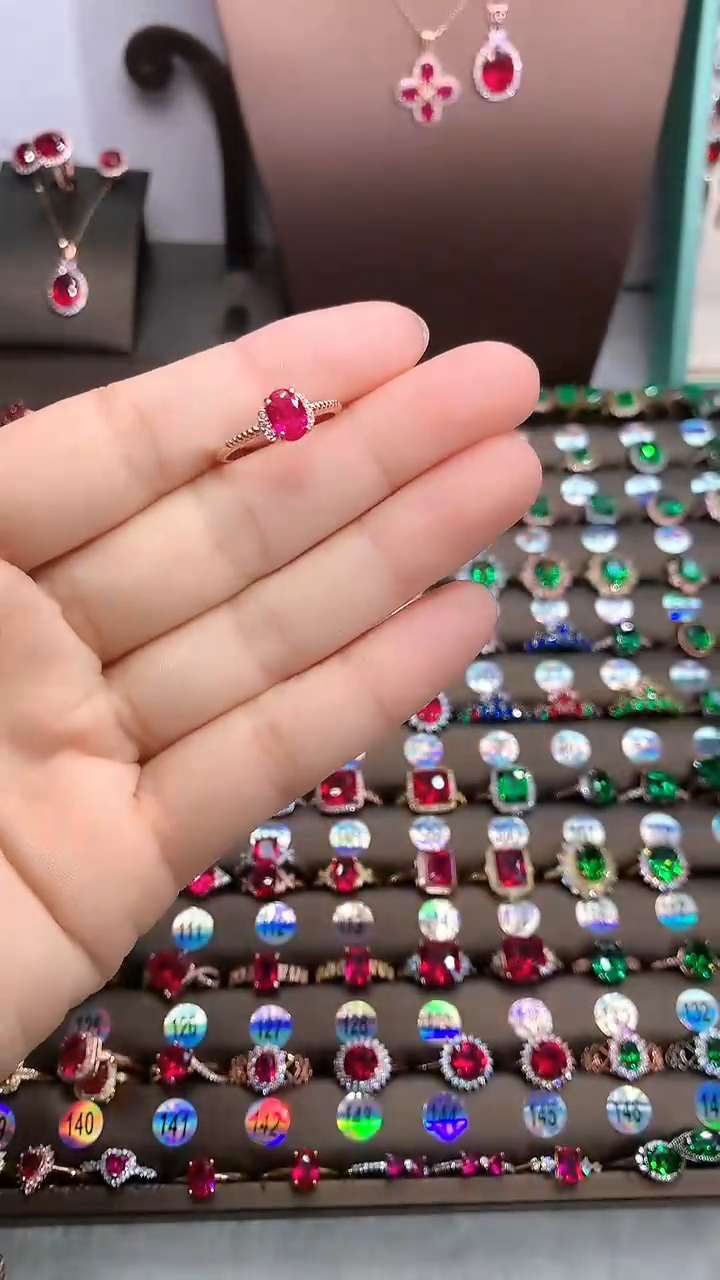 【闪购商品】红宝石戒指银S925镶嵌玫瑰金5.7