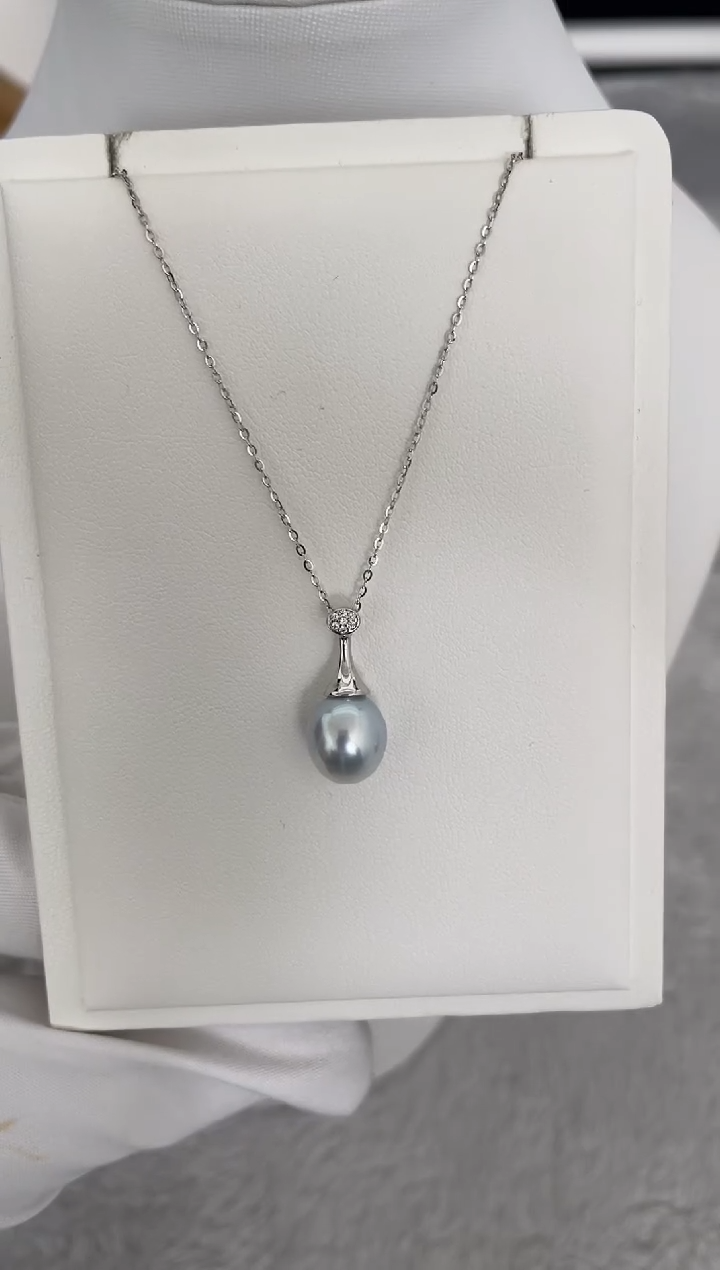 吊坠(赠链)银S925镶嵌海水珍珠澳白水滴款9-10mm