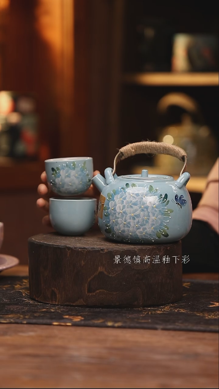 陶瓷  景德镇高温釉下手绘陶瓷@L733@