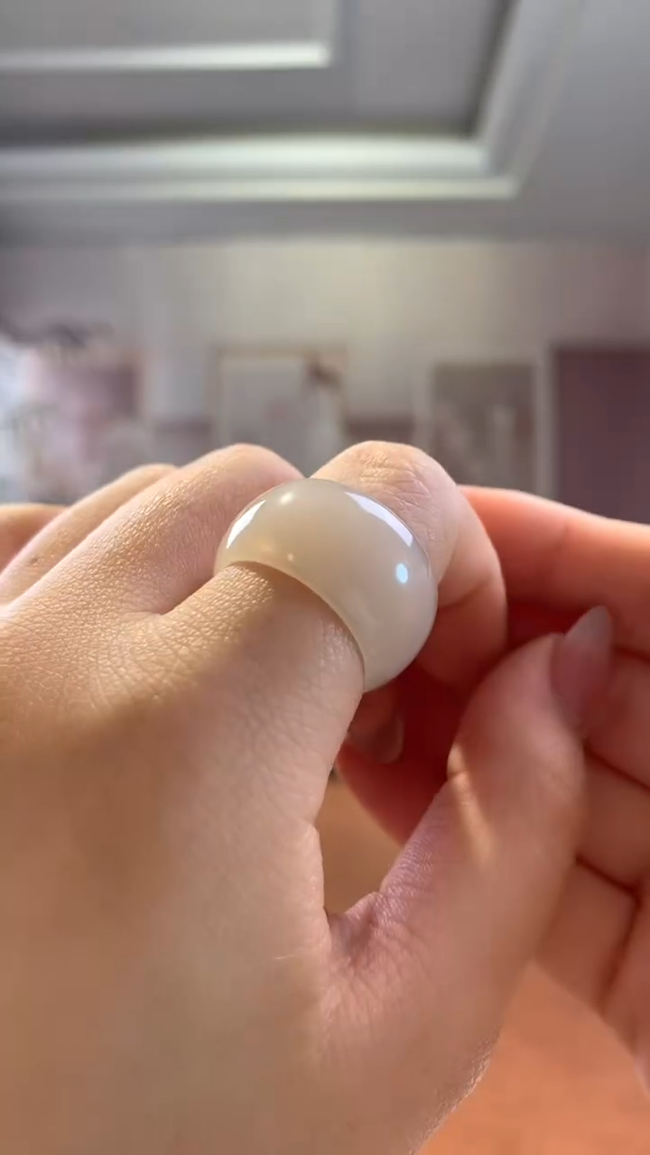 未镶嵌和田玉挂件藕粉戒圈16-18