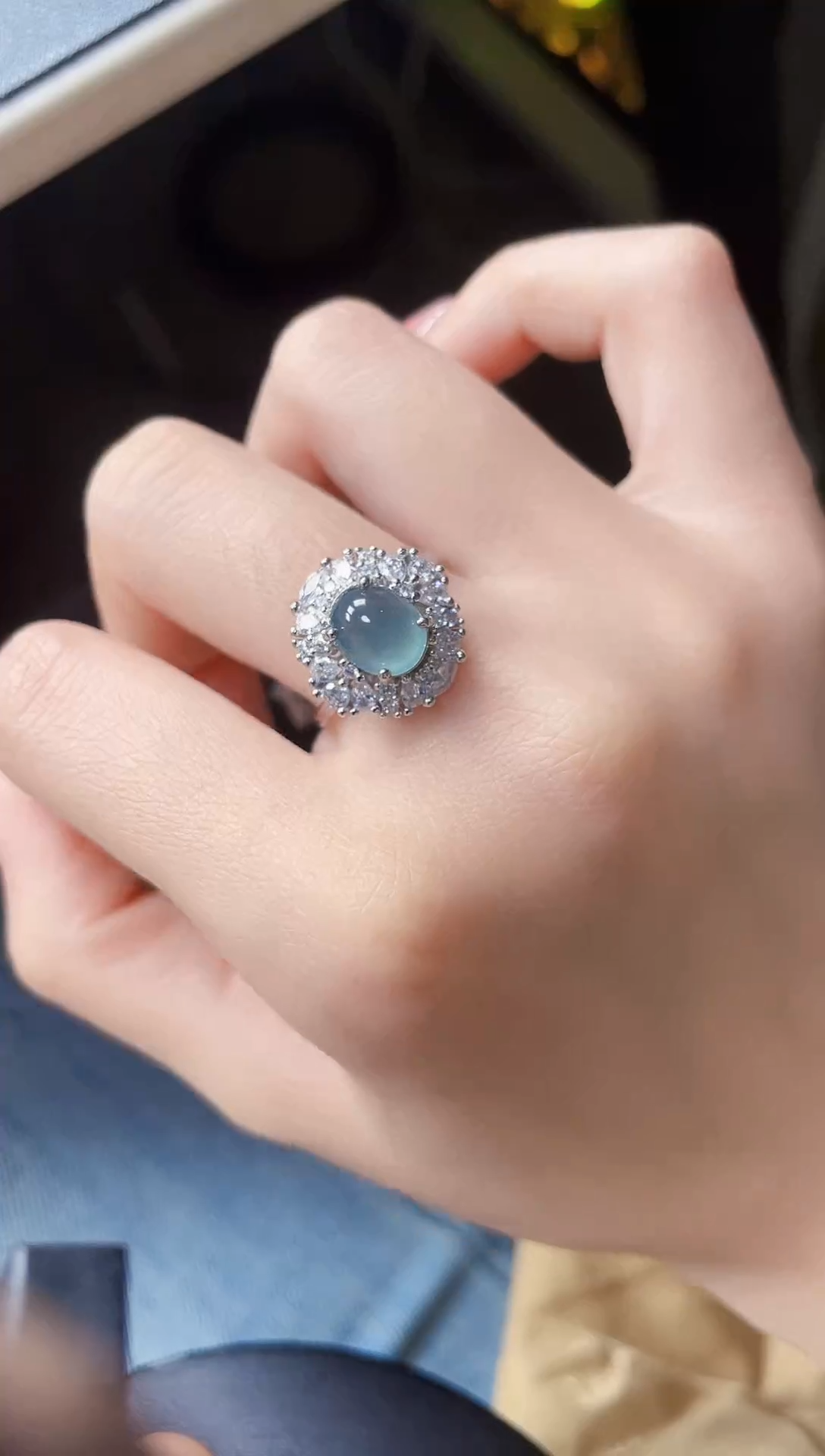 【闪购商品】翡翠戒指银S925镶嵌56875