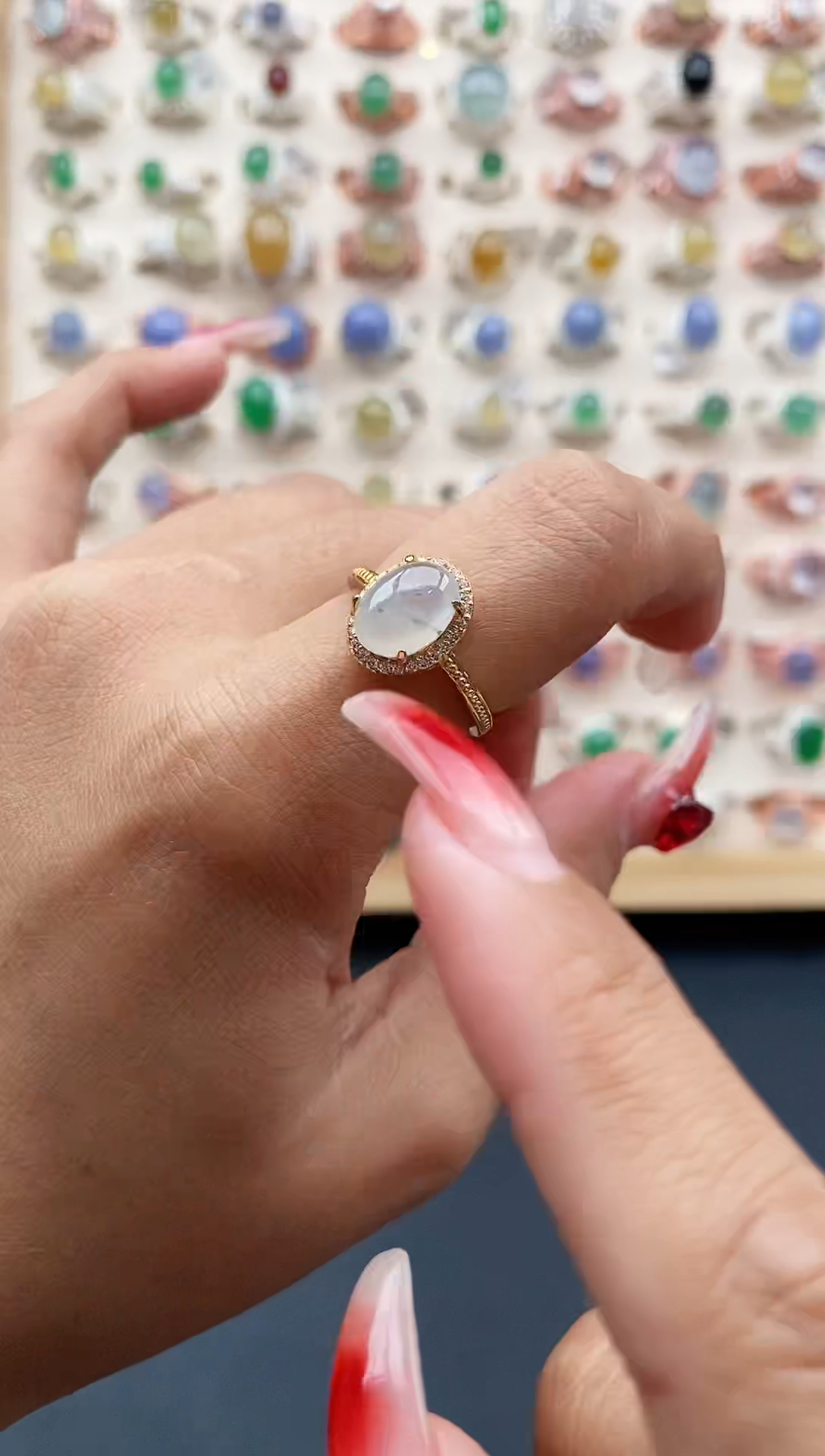 【闪购商品】翡翠戒指银S925镶嵌缅甸A货天然翡翠222   5-1