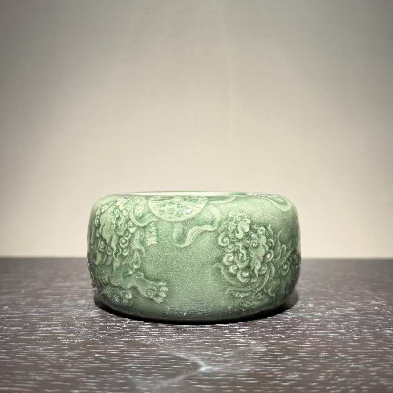 【预售】龙泉 刘晓晨 青瓷 双狮戏球 小建水