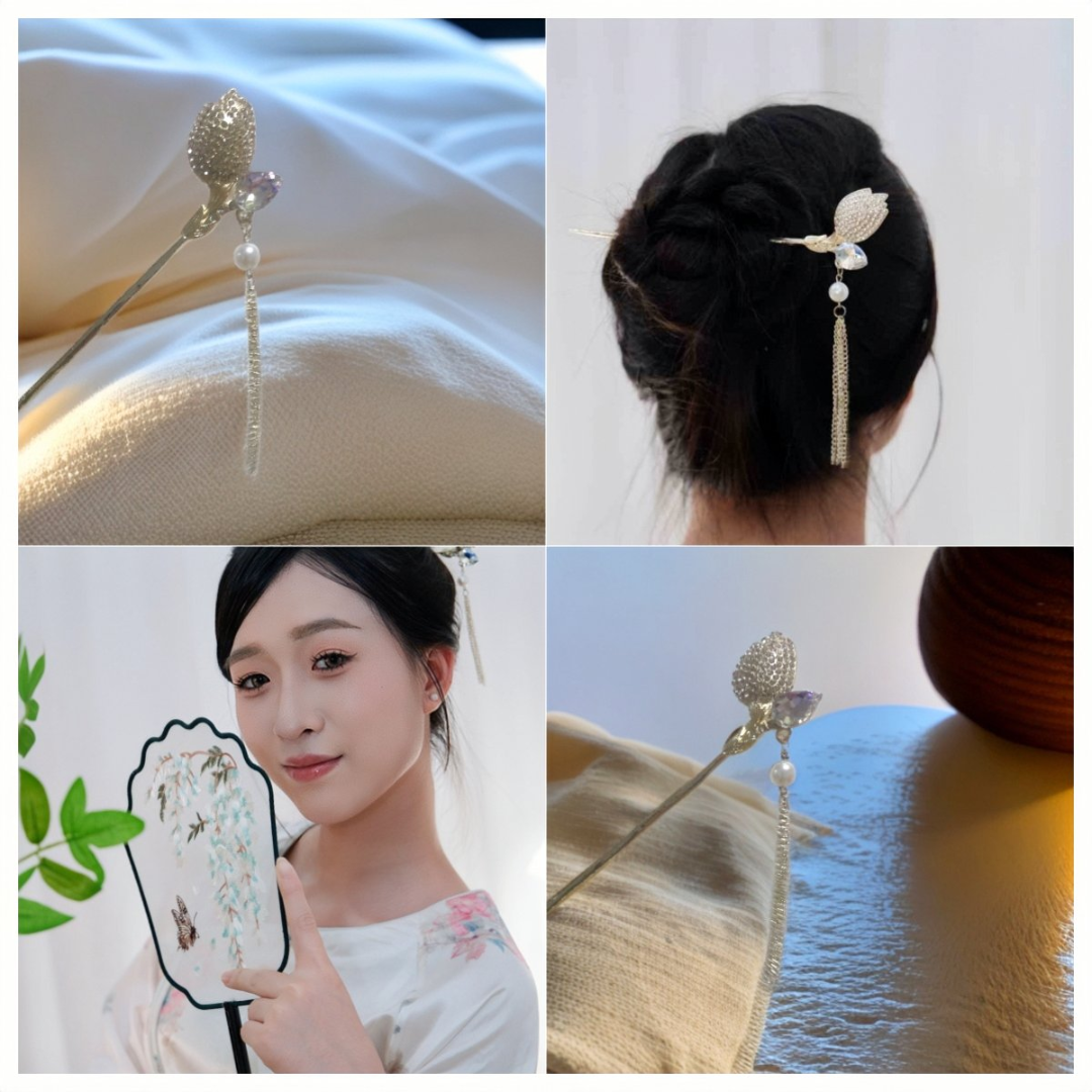 中性日韩简约女珠珠复古/宫廷复古民族风气质发簪发饰头饰发簪子