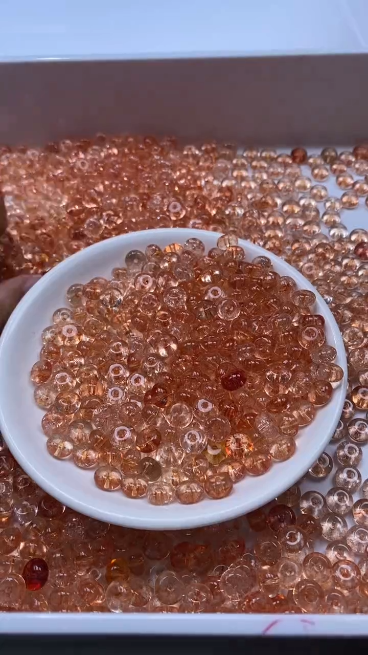 颈饰未镶嵌水晶W2930金橙色碧玺算盘8*4mm*10颗