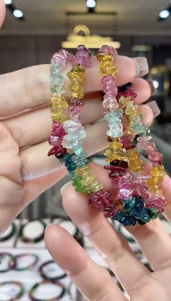【闪购商品】碧玺原石三圈手串未镶嵌一物一证dan