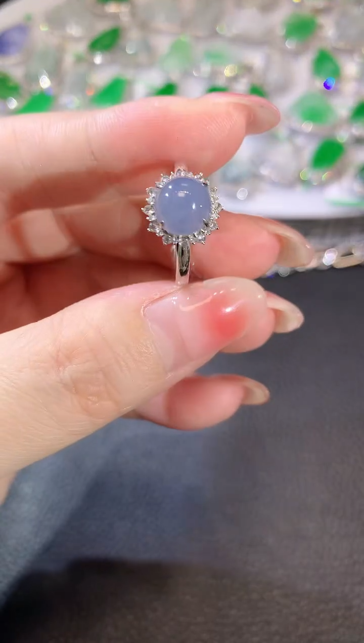 【闪购商品】翡翠戒指18K金镶嵌A21 紫货有一定色差