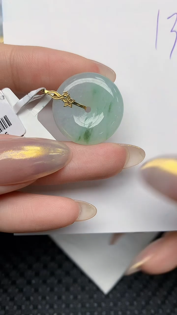 【闪购商品】翡翠颈饰18K金镶嵌天然翡翠a货