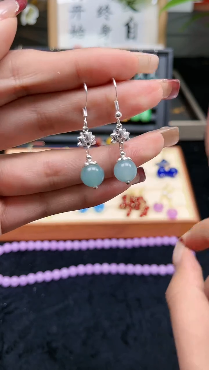 【闪购商品】玛瑙/玉髓耳饰银S925镶嵌109000