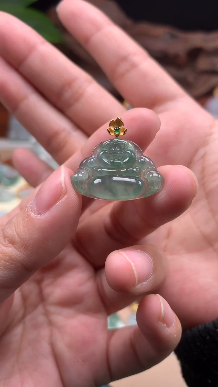 【闪购商品】翡翠颈饰18K金镶嵌佛公