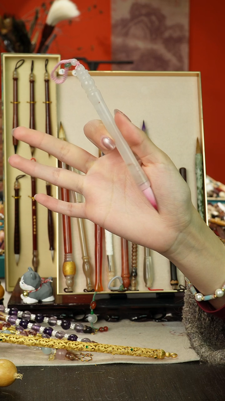 55号闪孤品高货毛笔链接 清水试笔 蘸墨不退