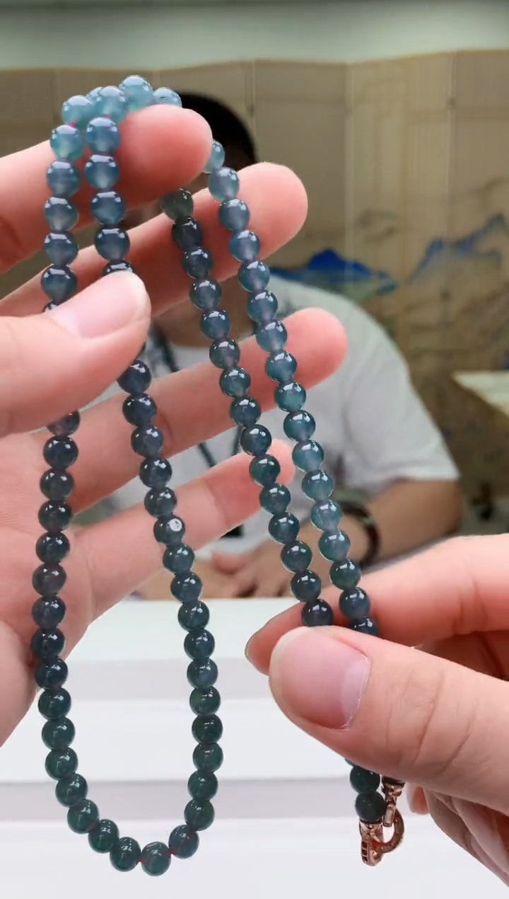 【闪购商品】定制翡翠未镶嵌4812bb-毛货珠链57