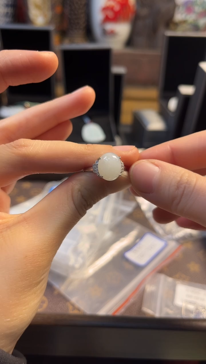 银S925镶嵌戒指翡翠鳳玉善源直播推荐