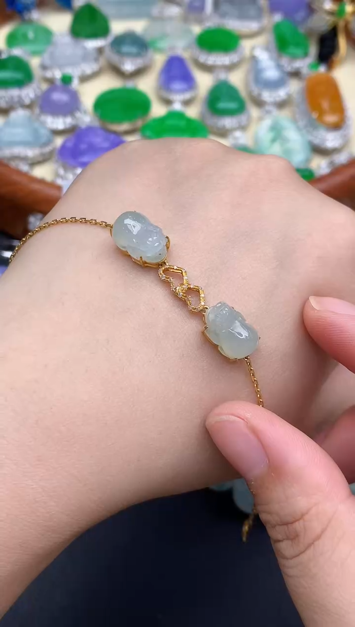 18K金镶嵌手链翡翠187-中国好珍宝