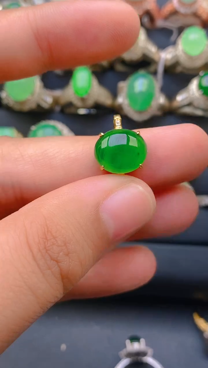 【闪购商品】翡翠戒指银S925镶嵌天然A货翡翠1