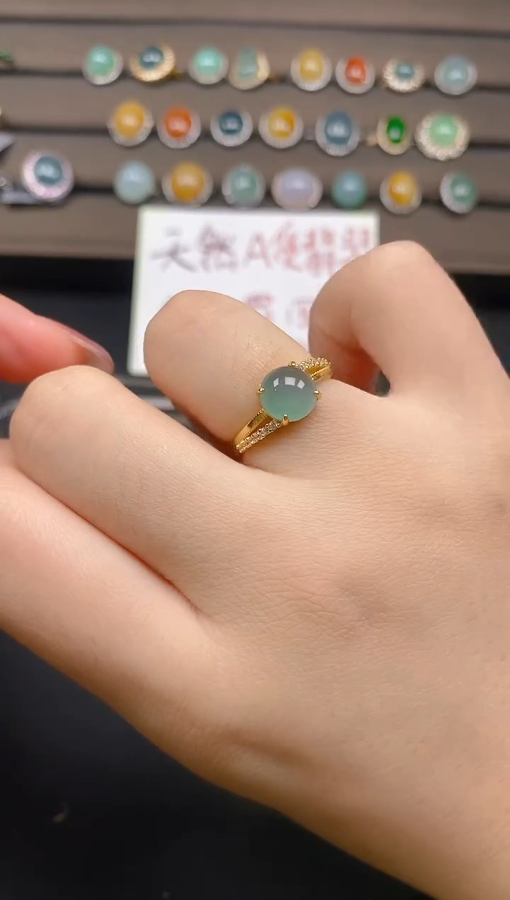 翡翠戒指银S925镶嵌32