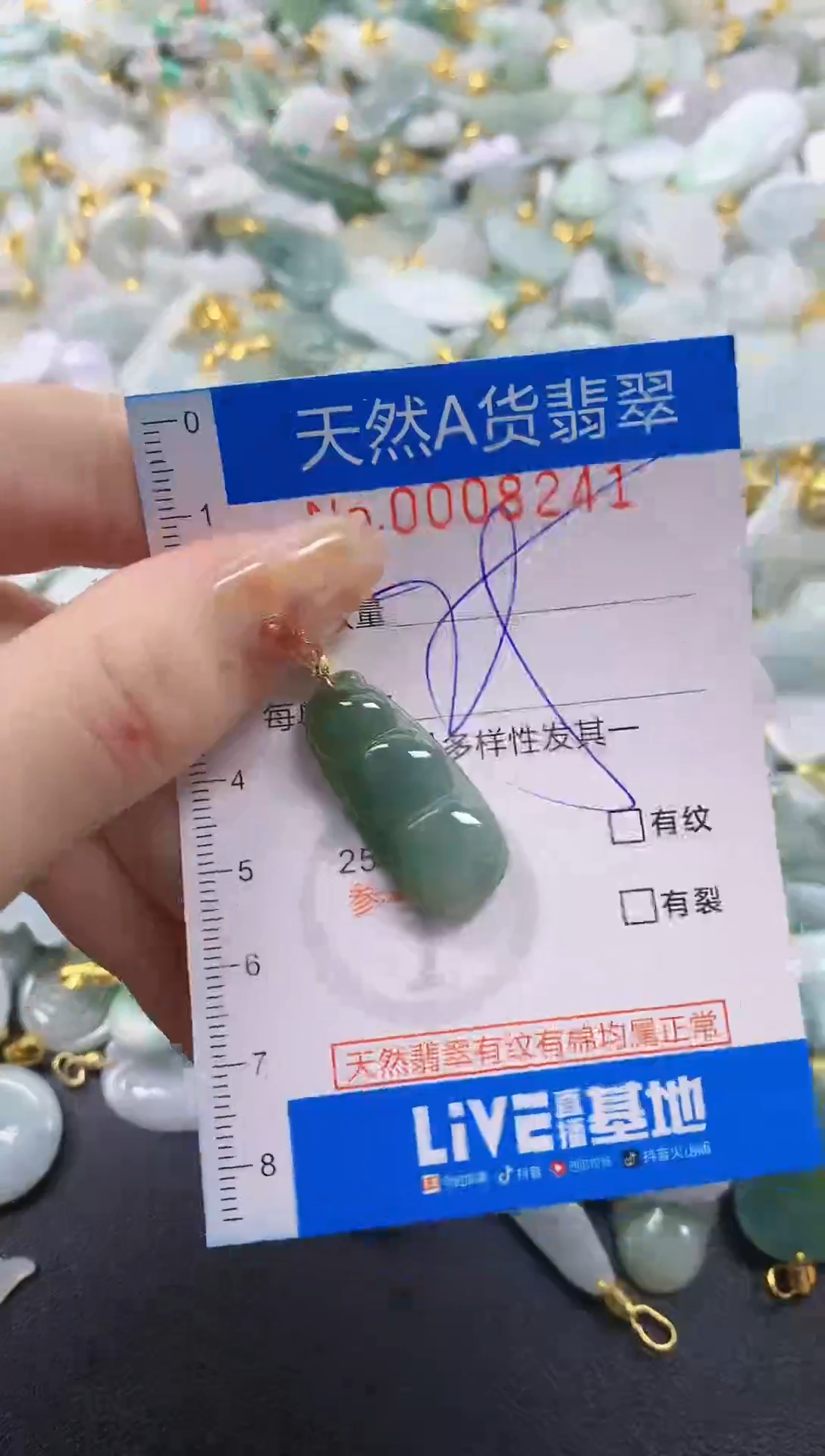 颈饰未镶嵌翡翠净货挂件-8241