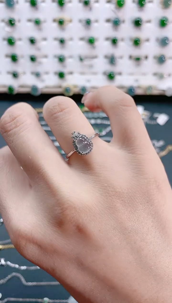 【闪购商品】翡翠戒指银S925镶嵌天然翡翠