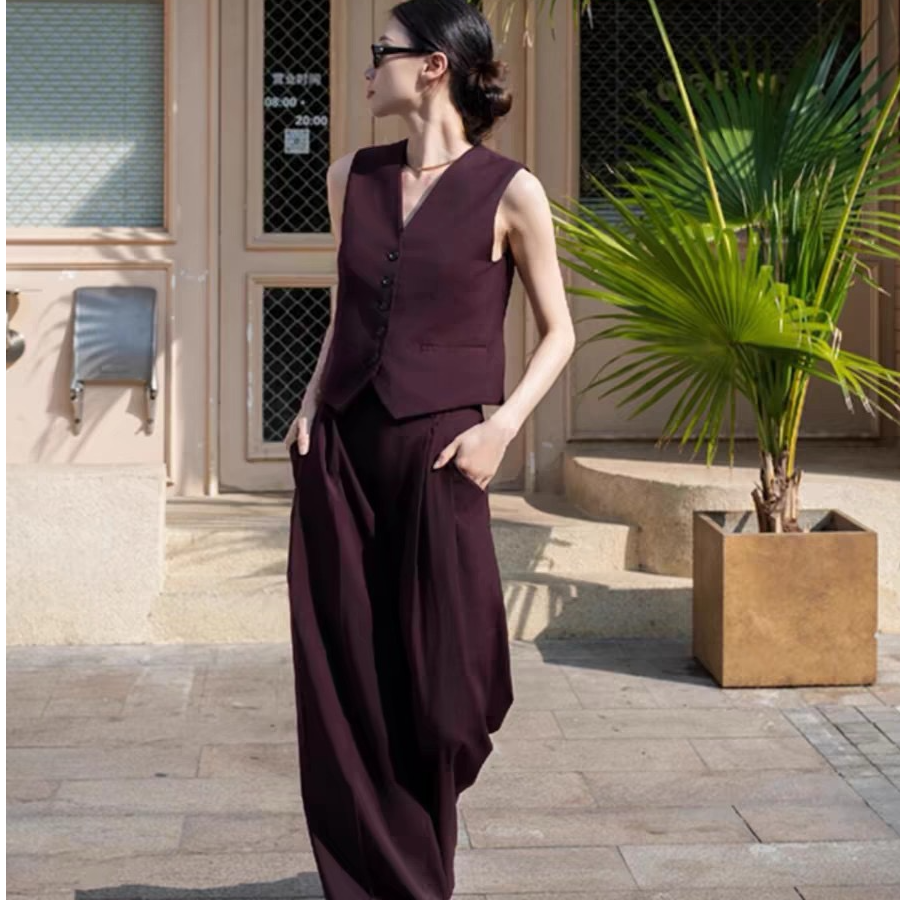 气质西装裤阔腿裤显瘦老钱风081