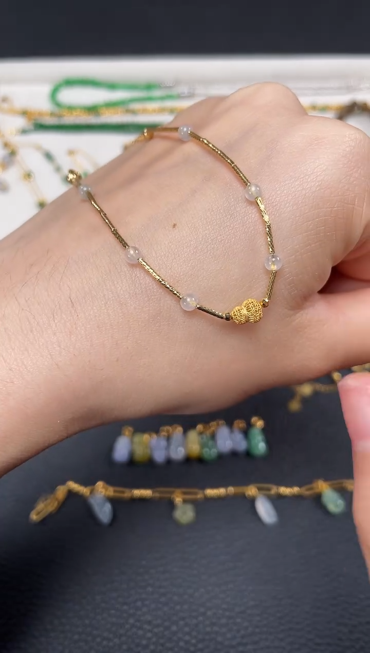 【闪购商品】翡翠套链18K金镶嵌一个  JK478