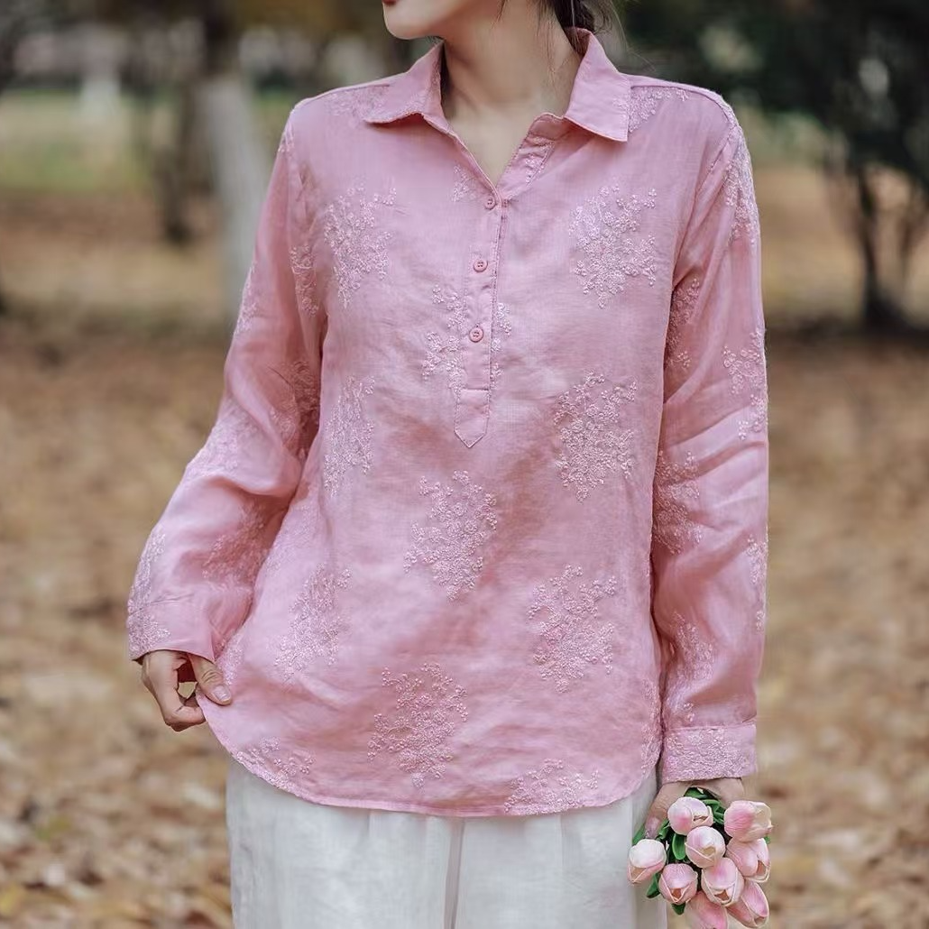 8690新款满绣苎麻长袖上衣（衣长62左右）