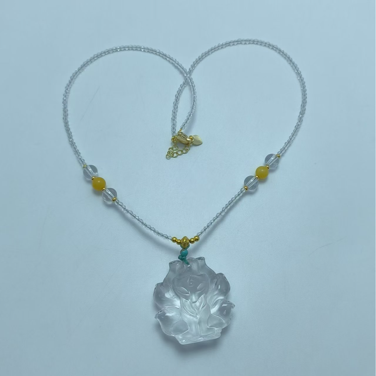 B6355 白水晶九尾狐+蜜蜡项链 多样性发货其一 气质 | 时尚 经典 