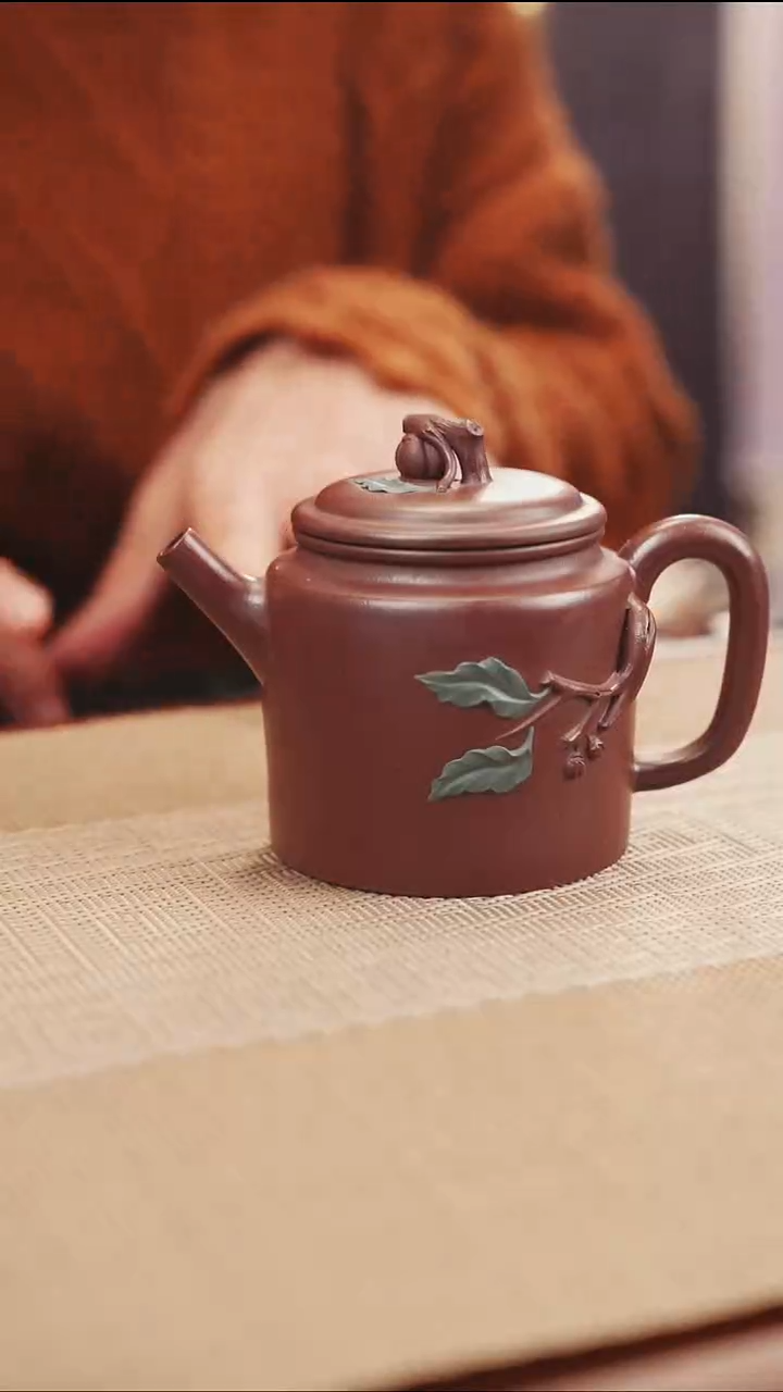 原矿老紫泥事事如意紫砂壶10