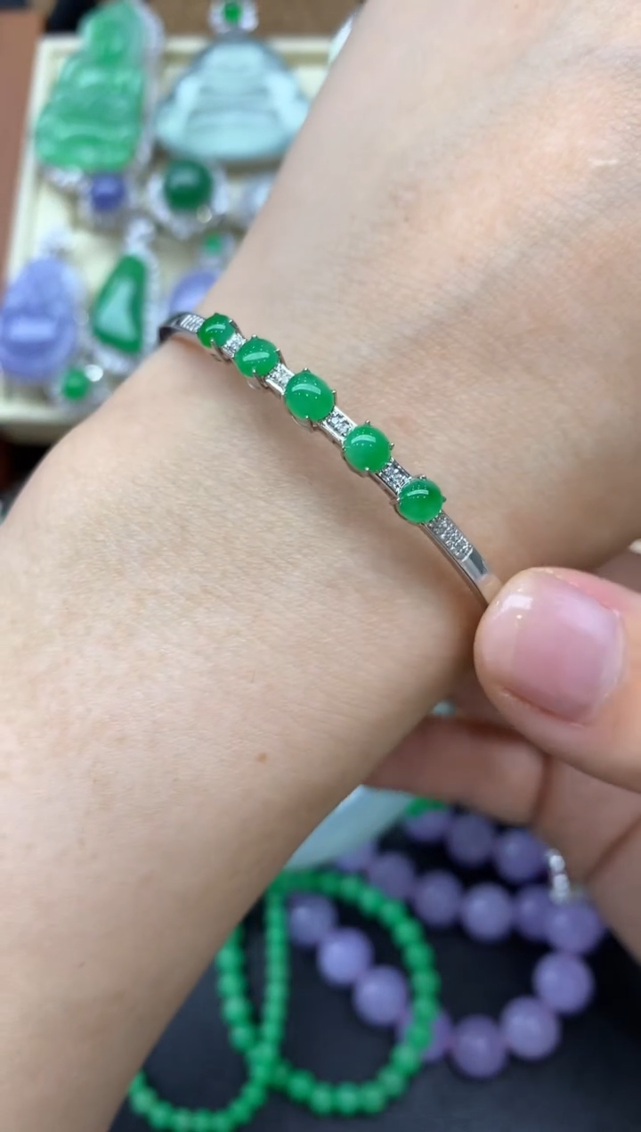 【闪购商品】翡翠手镯18K金镶嵌213-中国好珍宝