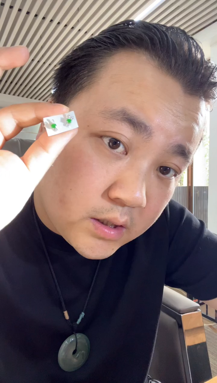 翡翠银S925镶嵌耳饰耳钉